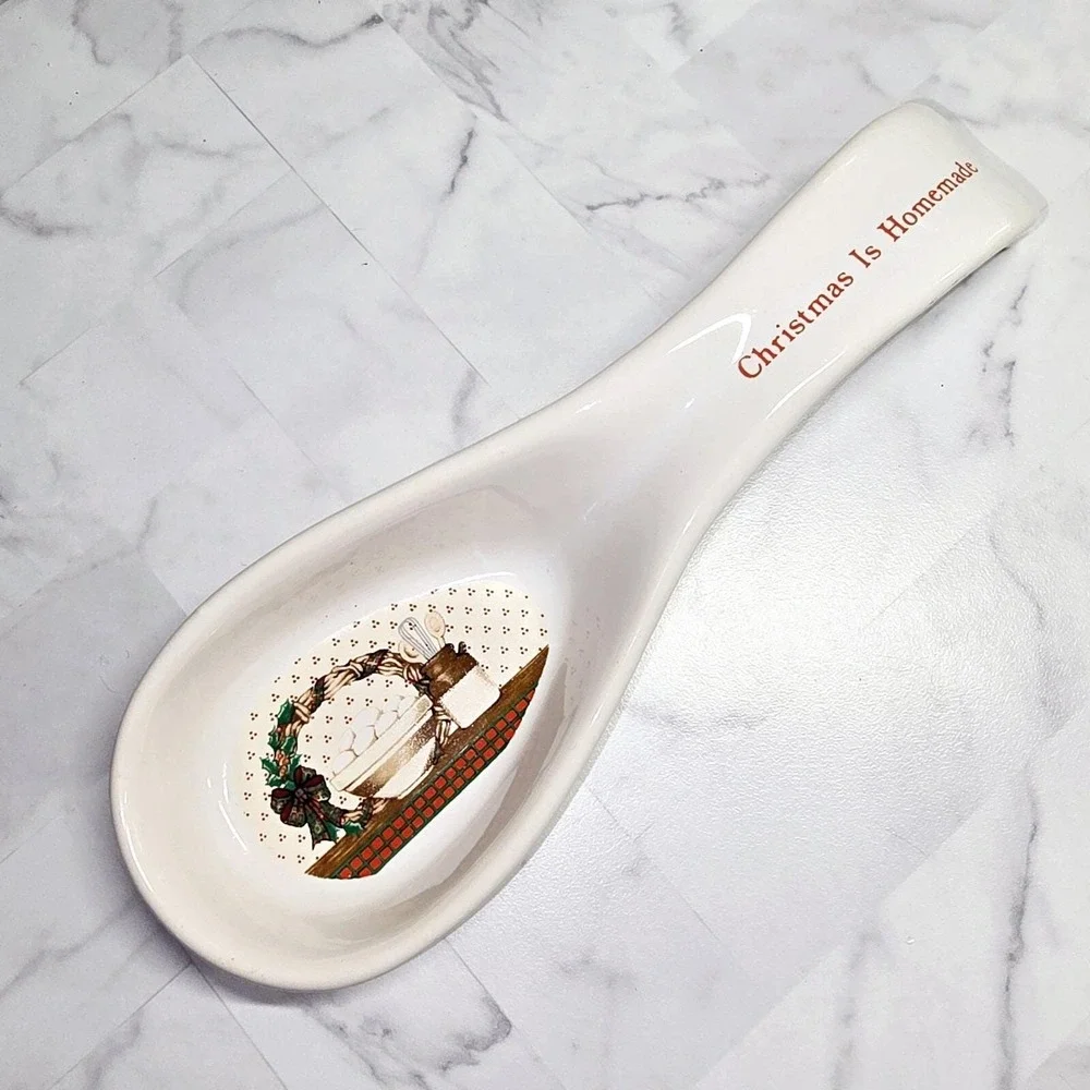 Ceramic Spoon Rest Christmas Is‎ Homemade 1988 House of LLoyd Taiwan